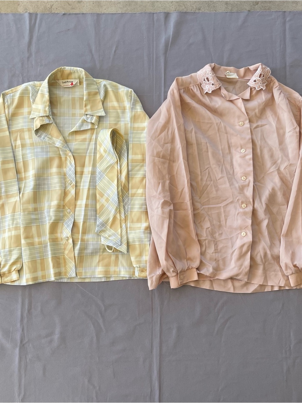 Set Of 2 Vintage Women’s Blouses Secretary Romantic Style Sm Or M Read Bellow